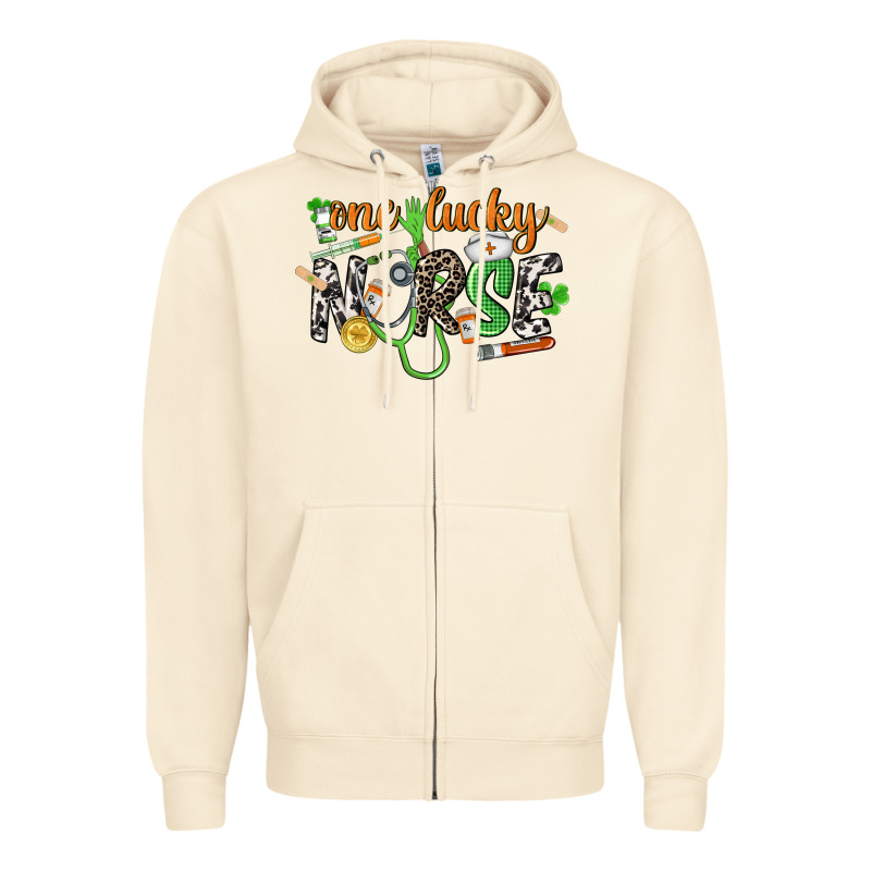 One Lucky Nurse St. Patrick's Day Zipper Hoodie by CowGirlArtShop | Teevron