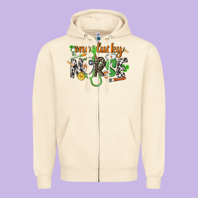 One Lucky Nurse St. Patrick's Day Zipper Hoodie Designed By Cowgirlartshop