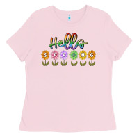 Bubblegum Pink hello spring Ladies Tee - MaliasSmallBusiness