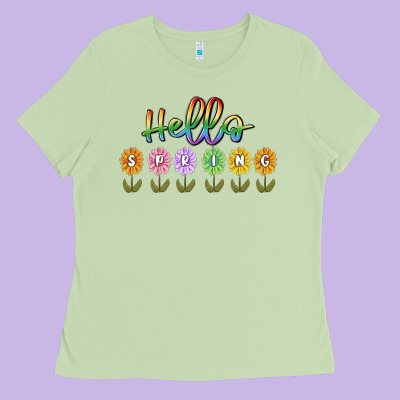 Hello Spring Ladies Tee Designed By Maliassmallbusiness