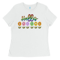 White hello spring Ladies Tee - MaliasSmallBusiness