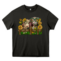 Asphalt hereford bull and heifer with sunflowers Heavy Core Tee - LillyAllenDesigns