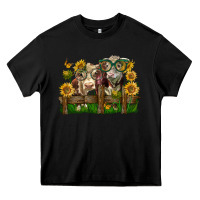 Black hereford bull and heifer with sunflowers Heavy Core Tee - LillyAllenDesigns
