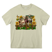 Mossy hereford bull and heifer with sunflowers Heavy Core Tee - LillyAllenDesigns