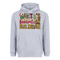 Heather Grey Santa's Favorite Bus Driver Heavyweight Hoodie - BundleAndBundleShop