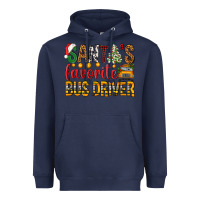 Navy Santa's Favorite Bus Driver Heavyweight Hoodie - BundleAndBundleShop