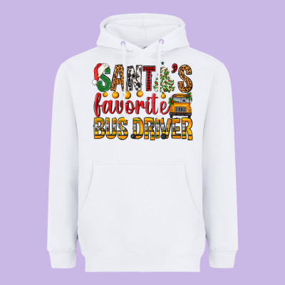 Santa's Favorite Bus Driver Heavyweight Hoodie Designed By Bundleandbundleshop