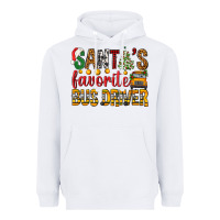 White Santa's Favorite Bus Driver Heavyweight Hoodie - BundleAndBundleShop