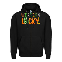 Black Western lucky with clover St. Patricks day Zipper Hoodie - HowdyJamesFarm