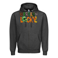 Charcoal Heather Western lucky with clover St. Patricks day Zipper Hoodie - HowdyJamesFarm