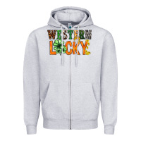 Heather Grey Western lucky with clover St. Patricks day Zipper Hoodie - HowdyJamesFarm