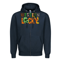 Navy Western lucky with clover St. Patricks day Zipper Hoodie - HowdyJamesFarm