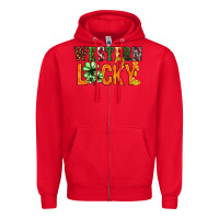 Red Western lucky with clover St. Patricks day Zipper Hoodie - HowdyJamesFarm