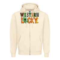 Sandshell Western lucky with clover St. Patricks day Zipper Hoodie - HowdyJamesFarm