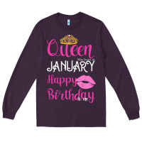 Plum Queen Was Born İn January Happy Birthday Long Sleeve Tee - Bettercallsaul