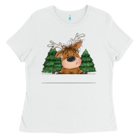 White Personalized Christmas deer Ladies Tee - MaliasSmallBusiness