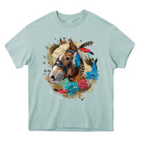 Arona haflinger horse floral Heavy Core Tee - LillyAllenDesigns