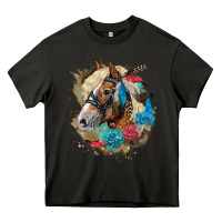 Asphalt haflinger horse floral Heavy Core Tee - LillyAllenDesigns