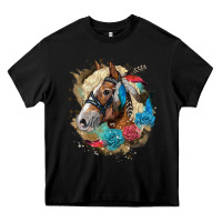 Black haflinger horse floral Heavy Core Tee - LillyAllenDesigns