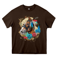 Chocolate Brown haflinger horse floral Heavy Core Tee - LillyAllenDesigns