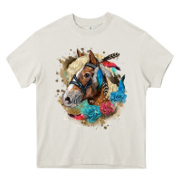 Cream haflinger horse floral Heavy Core Tee - LillyAllenDesigns