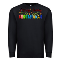 Black merry happy chrismukkah with olive branch Premium Sweatshirt - FaDigitalArtStudio