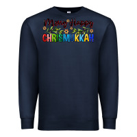 Navy merry happy chrismukkah with olive branch Premium Sweatshirt - FaDigitalArtStudio