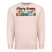 Pale Pink merry happy chrismukkah with olive branch Premium Sweatshirt - FaDigitalArtStudio