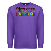Purple merry happy chrismukkah with olive branch Premium Sweatshirt - FaDigitalArtStudio