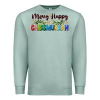 Seafoam merry happy chrismukkah with olive branch Premium Sweatshirt - FaDigitalArtStudio