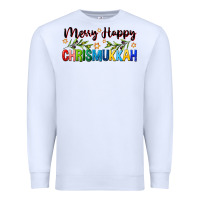 White merry happy chrismukkah with olive branch Premium Sweatshirt - FaDigitalArtStudio