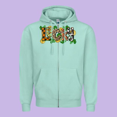 Western Lucky St. Patrick's Day Zipper Hoodie Designed By Cowgirlartshop