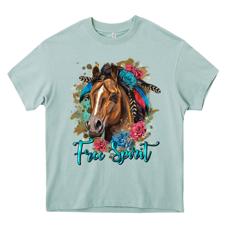 Free Spirit Quarter Horse Floral Heavy Core Tee by LillyAllenDesigns | Teevron