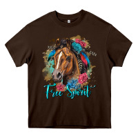 Chocolate Brown free spirit quarter horse floral Heavy Core Tee - LillyAllenDesigns