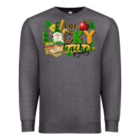 Charcoal Heather one lucky teacher Premium Sweatshirt - FaDigitalArtStudio