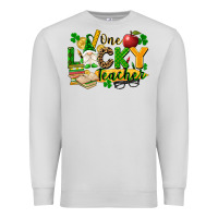 Dove Grey one lucky teacher Premium Sweatshirt - FaDigitalArtStudio