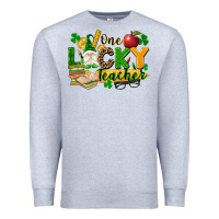 Heather Grey one lucky teacher Premium Sweatshirt - FaDigitalArtStudio