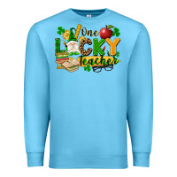 Ocean Blue one lucky teacher Premium Sweatshirt - FaDigitalArtStudio