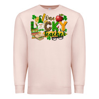 Pale Pink one lucky teacher Premium Sweatshirt - FaDigitalArtStudio