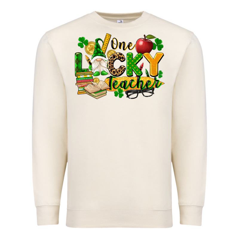 One Lucky Teacher Premium Sweatshirt by FaDigitalArtStudio | Teevron