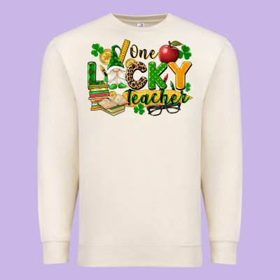 One Lucky Teacher Premium Sweatshirt Designed By Fadigitalartstudio