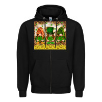 Black St. Patrick's Day gnomies with leopard tumbler Zipper Hoodie - HowdyJamesFarm