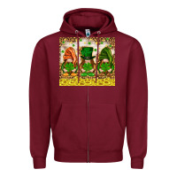 Burgundy St. Patrick's Day gnomies with leopard tumbler Zipper Hoodie - HowdyJamesFarm
