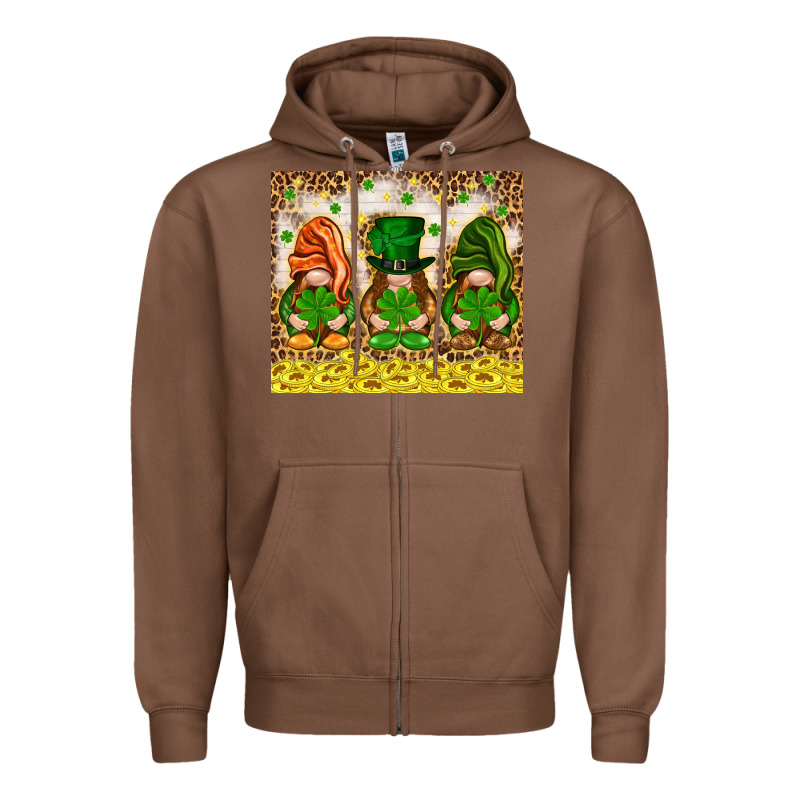St. Patrick's Day Gnomies With Leopard Tumbler Zipper Hoodie by HowdyJamesFarm | Teevron