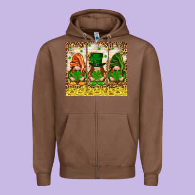 St. Patrick's Day Gnomies With Leopard Tumbler Zipper Hoodie Designed By Howdyjamesfarm