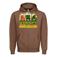 Chestnut St. Patrick's Day gnomies with leopard tumbler Zipper Hoodie - HowdyJamesFarm