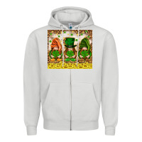 Dove Grey St. Patrick's Day gnomies with leopard tumbler Zipper Hoodie - HowdyJamesFarm