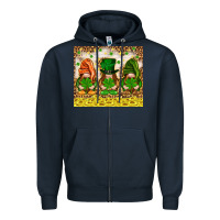 Navy St. Patrick's Day gnomies with leopard tumbler Zipper Hoodie - HowdyJamesFarm