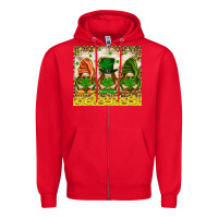Red St. Patrick's Day gnomies with leopard tumbler Zipper Hoodie - HowdyJamesFarm