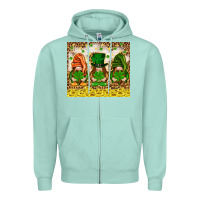 Seafoam St. Patrick's Day gnomies with leopard tumbler Zipper Hoodie - HowdyJamesFarm